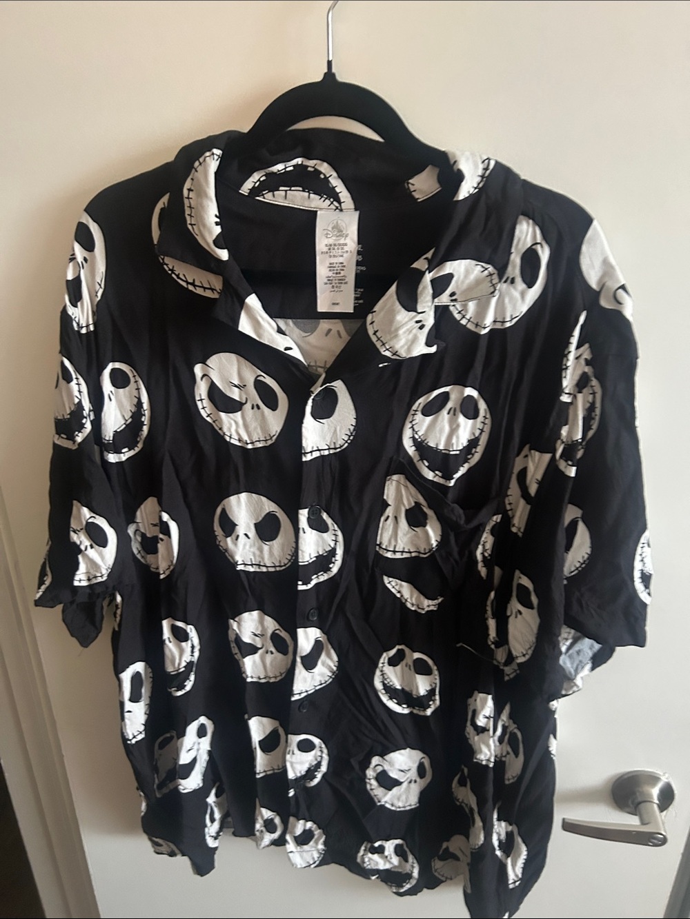 Disney Black & White Jack Skellington Motif Shirt - 3XL